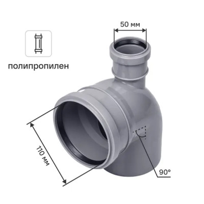 Отвод Политэк прямой Ø 110 мм полипропилен
