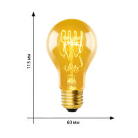 Лампа накаливания Uniel Vintage груша E27 60 Вт 300 Лм свет тёплый белый