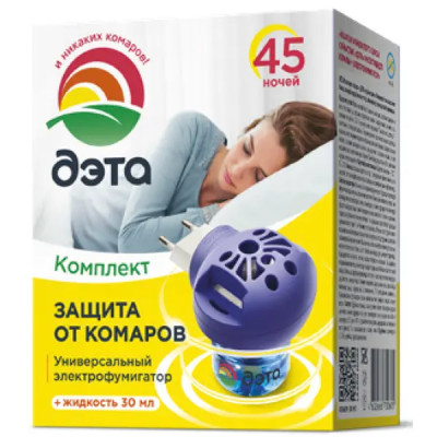 Комплект от комаров: фумигатор + жидкость, 45 ночей, 30 мл