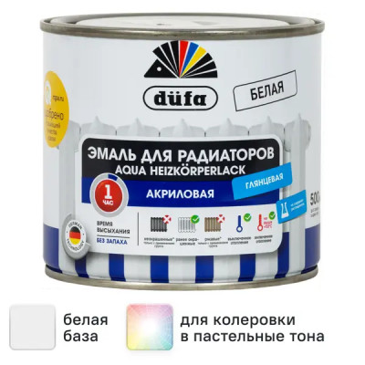 Эмаль для радиаторов Dufa акриловая глянцевая цвет белый 0.5 л