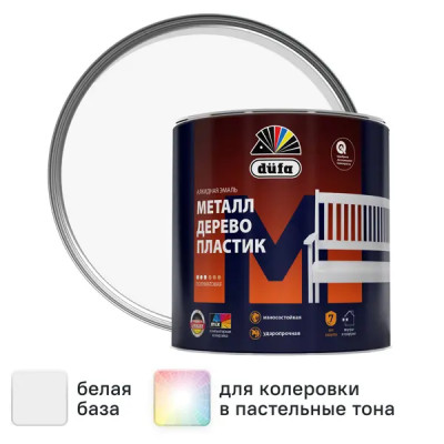 Эмаль Dufa полуматовая цвет белый 1.8 л база 1