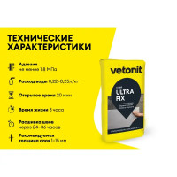 Клей для камня и керамогранита Vetonit Ultra Fix усиленный эластичный 25 кг
