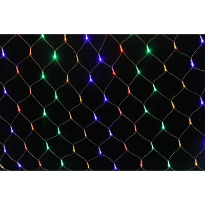 Электрогирлянда комнатная AuraLight сеть 1.5х1.5м 96 ламп разноцветный свет 8 режимов работы
