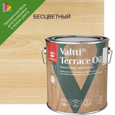 Масло для террас и садовой мебели Tikkurila Valtti Terrace Oil База ЕС бесцветное 2.7 л