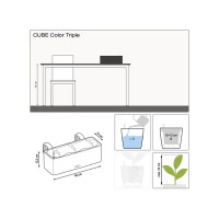 Кашпо Lechuza для цветов Кьюб Колор Трипл 13680 с автополивом 14x14x14 см v3 л пластик белый