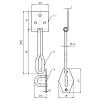 Навеска Gah Alberts с проушиной для навесного замка с проволочной петлей 31.5x120 мм
