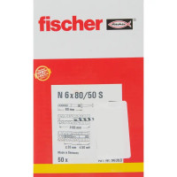 Дюбель-гвоздь потайной Fischer 6х80 мм, нейлон, 50 шт.