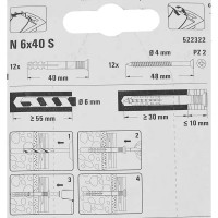 Дюбель-гвоздь потайной Fischer 6x40 мм 12 шт.