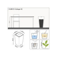 Кашпо Lechuza для цветов Кубико Коттедж 15226 с автополивом 30x30x56 см v14 л пластик белый