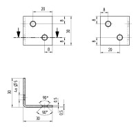 Уголок равносторонний GAH ALBERTS нержавеющая сталь KUR 30x30x30x2