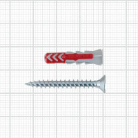 Дюбель для всех типов стен Duopower 5x25 мм с шурупом цвет серый/красный 18 шт.
