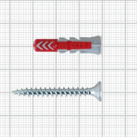 Дюбель для всех типов стен Duopower 6x30 мм с шурупом цвет серый/красный 12 шт.
