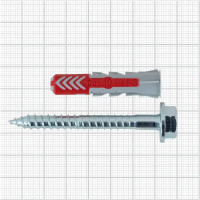 Дюбель для всех типов стен Duopower 10x50 мм с шурупом цвет серый/красный 4 шт.