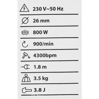 Перфоратор SDS-plus 800 Вт, 3.8 Дж