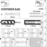 Дюбель для всех типов стен DuoPower 8x65 мм цвет серый/красный 8 шт.