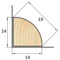 Раскладка угловая деревянная сращенная 14x14x2200 мм хвоя Экстра