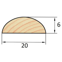 Раскладка радиусная деревянная 6x20x2200 мм хвоя Экстра