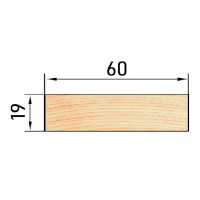 Декоративный брусок сращенный 19x60x3000 мм хвоя сорт Экстра прямой с фаской угла