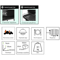 Гриль угольный 36x36х74 см