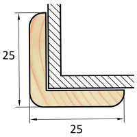 Уголок плоский деревянный сращенный 25x25x2000 мм Осина Экстра