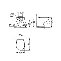 Унитаз подвесной Grohe Bau Ceramic 39351000 безободковый с микролифтом