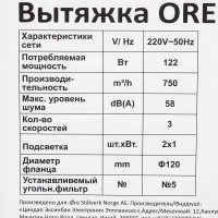 Вытяжка купольная Ore Rasta SG 60 см цвет нержавеющая сталь