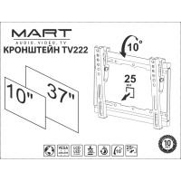 Кронштейн для телевизора TV222 металл нагрузка до 30 кг цвет чёрный