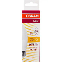 Лампа светодиодная Osram E27 220 В 8 Вт свеча 806 лм тёплый белый свет