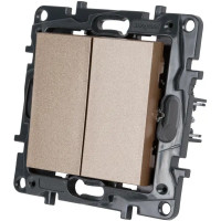 Переключатель двухклавишный - Legrand Structura - 10A 250В безвинтовые зажимы - шампань