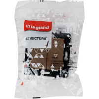 Переключатель двухклавишный - Legrand Structura - 10A 250В безвинтовые зажимы - шампань