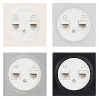 Розетка компьютерная двойная встраиваемая Onekey Florence RJ45 UTP cat 5e цвет белый