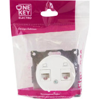Розетка компьютерная двойная встраиваемая Onekey Florence RJ45 UTP cat 5e цвет белый