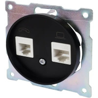 Телефонная/компьютерная розетка встраиваемая Onekey Florence RJ11/RJ45 UTP cat 5e цвет чёрный