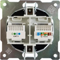 Телефонная/компьютерная розетка встраиваемая Onekey Florence RJ11/RJ45 UTP cat 5e цвет чёрный