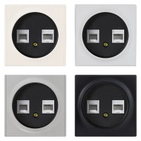 Розетка компьютерная двойная встраиваемая Onekey Florence RJ45 UTP cat 5e цвет чёрный