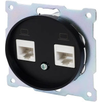 Розетка компьютерная двойная встраиваемая Onekey Florence RJ45 UTP cat 5e цвет чёрный