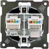 Розетка компьютерная двойная встраиваемая Onekey Florence RJ45 UTP cat 5e цвет чёрный