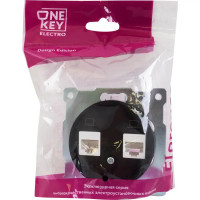 Розетка компьютерная двойная встраиваемая Onekey Florence RJ45 UTP cat 5e цвет чёрный