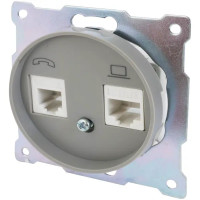 Телефонная/компьютерная розетка встраиваемая Onekey Florence RJ11/RJ45 UTP cat 5e цвет серый