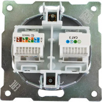 Телефонная/компьютерная розетка встраиваемая Onekey Florence RJ11/RJ45 UTP cat 5e цвет серый