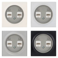 Розетка компьютерная двойная встраиваемая Onekey Florence RJ45 UTP cat 5e цвет серый