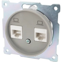 Розетка компьютерная двойная встраиваемая Onekey Florence RJ45 UTP cat 5e цвет серый
