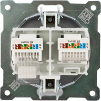 Розетка компьютерная двойная встраиваемая Onekey Florence RJ45 UTP cat 5e цвет серый