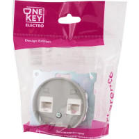 Розетка компьютерная двойная встраиваемая Onekey Florence RJ45 UTP cat 5e цвет серый