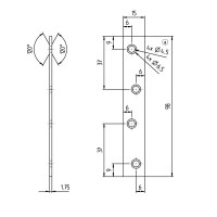 Пластина мебельная GAH ALBERTS нержавеющая сталь 100x15x1.75