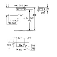 Раковина Grohe Euro Ceramic 37 см