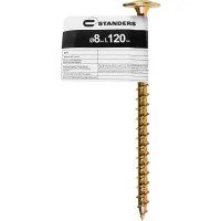 Саморез с пресс-шайбой для деревянного домостроения STANDERS конструкционный с острым наконечником, 8x120