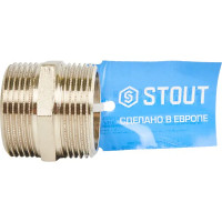 Ниппель Stout 1 1/4 наружная резьба никелированная латунь SFT-0004-114114