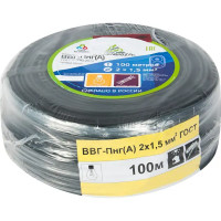 Кабель Альфакабель ВВГпнг(A) 2x1.5 мм 100 м ГОСТ цвет черный