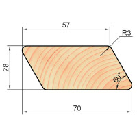 Брусок скошенный сращенный 28x70x3000 мм хвоя сорт Экстра без сучков